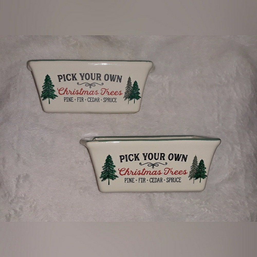 Nantucket Pick your own Christmas trees Pine Fir Cedar Mini Loaf Pan Stoneware
